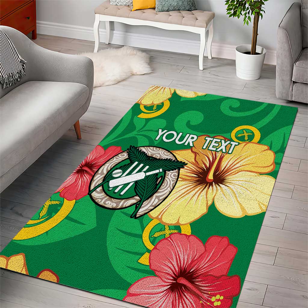 Custom Vanuatu Cricket Area Rug 2024 Tropical Flowers Version LT14 - Polynesian Pride
