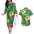 Custom Vanuatu Cricket Couples Matching Off The Shoulder Long Sleeve Dress and Hawaiian Shirt 2024 Tropical Flowers Version