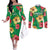 Custom Vanuatu Cricket Couples Matching Off The Shoulder Long Sleeve Dress and Long Sleeve Button Shirt 2024 Tropical Flowers Version