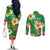 Custom Vanuatu Cricket Couples Matching Off The Shoulder Long Sleeve Dress and Long Sleeve Button Shirt 2024 Tropical Flowers Version