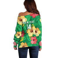 Custom Vanuatu Cricket Off Shoulder Sweater 2024 Tropical Flowers Version LT14 - Polynesian Pride