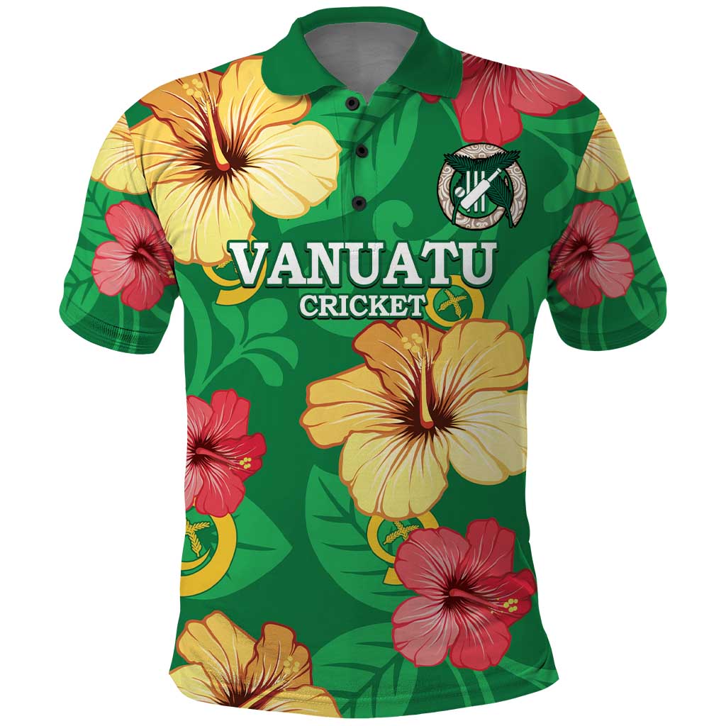 Custom Vanuatu Cricket Polo Shirt 2024 Tropical Flowers Version