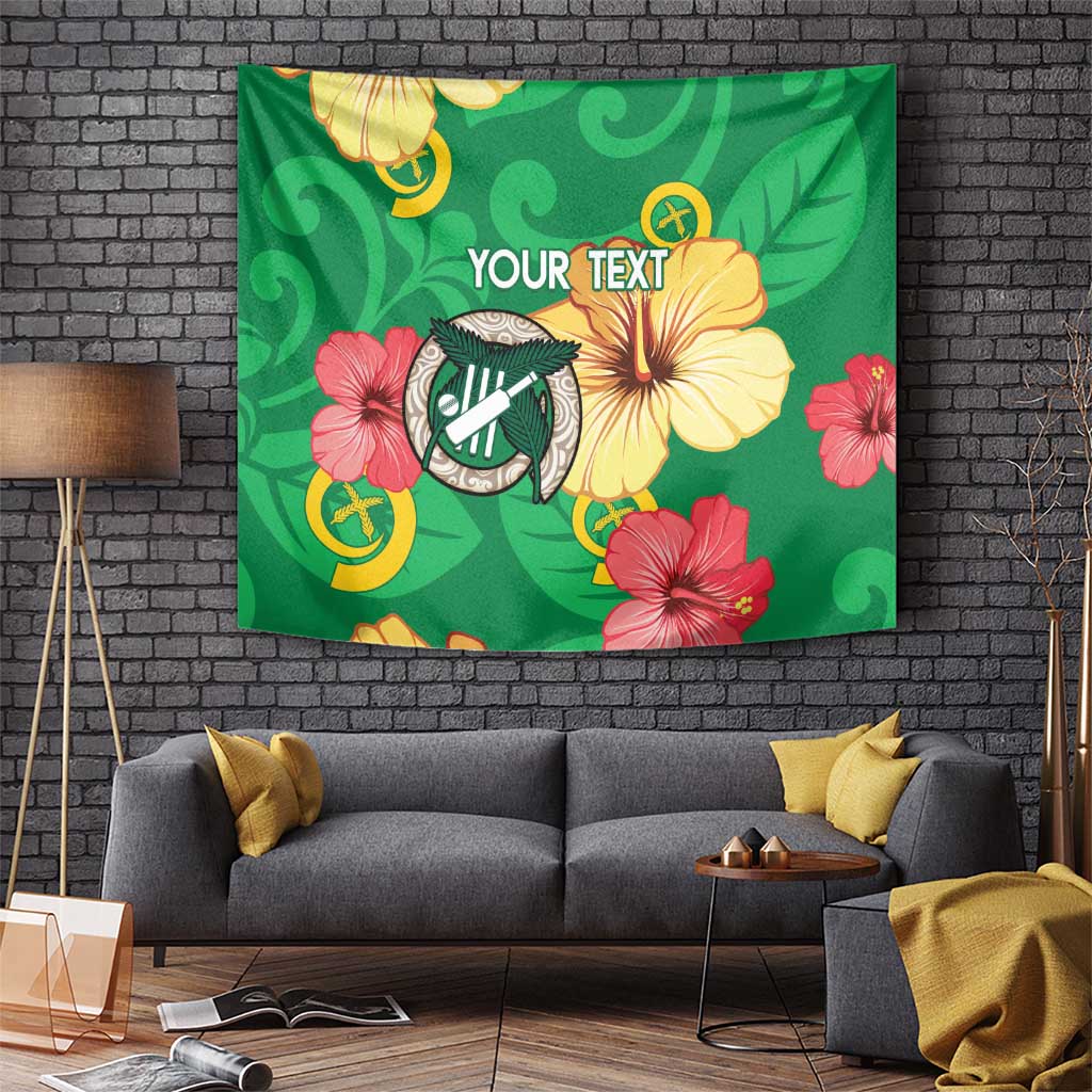 Custom Vanuatu Cricket Tapestry 2024 Tropical Flowers Version LT14 - Polynesian Pride