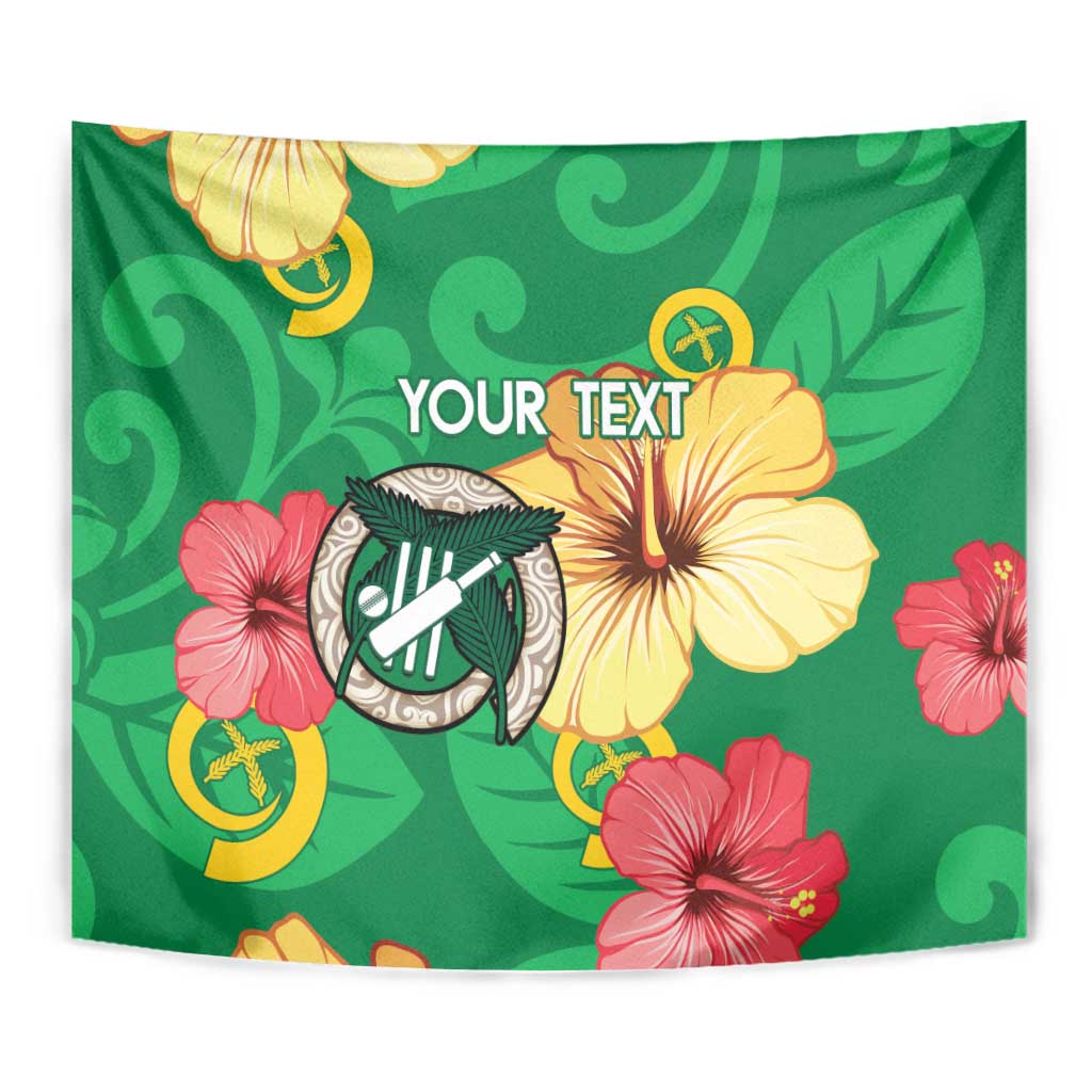 Custom Vanuatu Cricket Tapestry 2024 Tropical Flowers Version LT14 - Polynesian Pride
