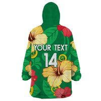 Custom Vanuatu Cricket Wearable Blanket Hoodie 2024 Tropical Flowers Version LT14 - Polynesian Pride