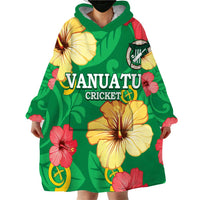 Custom Vanuatu Cricket Wearable Blanket Hoodie 2024 Tropical Flowers Version LT14 - Polynesian Pride