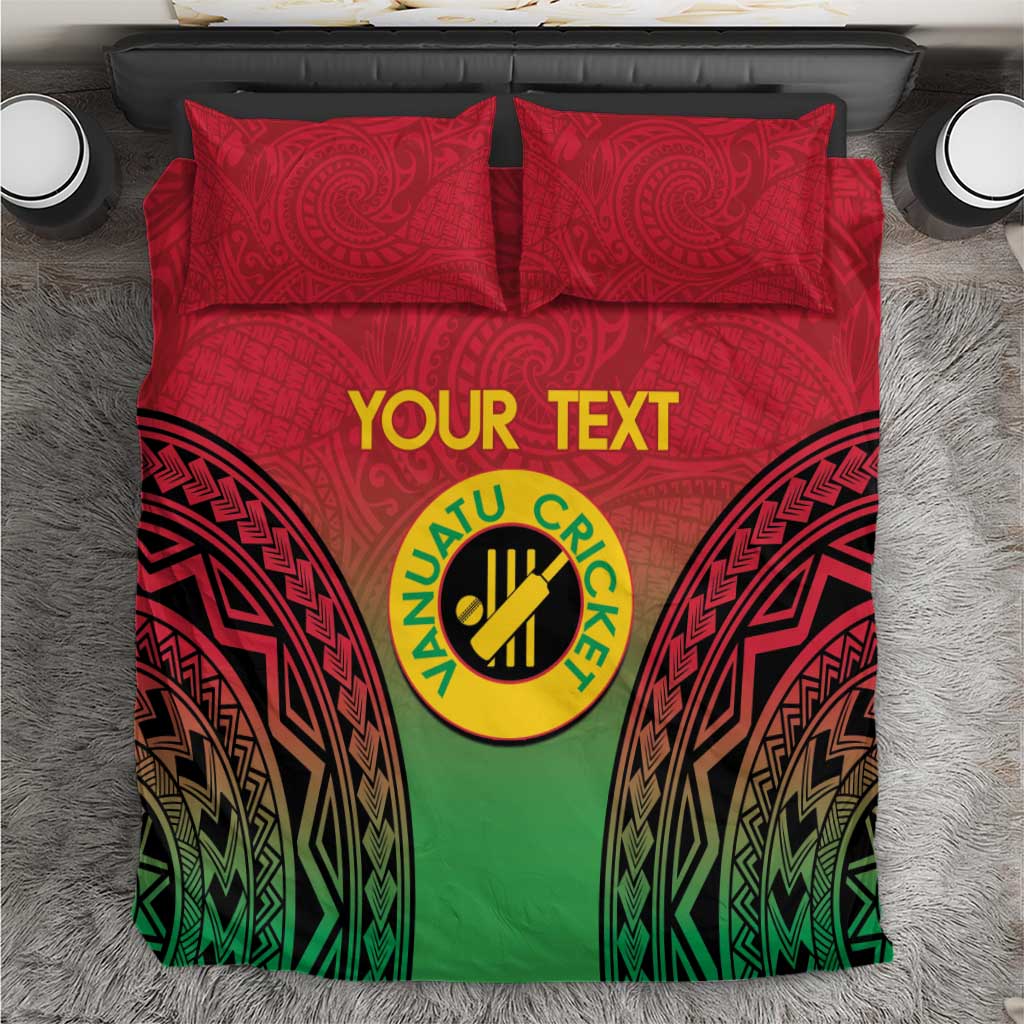 Custom Vanuatu Cricket Bedding Set 2024 Polynesian Pattern Sporty Style