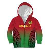 Custom Vanuatu Cricket Kid Hoodie 2024 Polynesian Pattern Sporty Style LT14 Zip Hoodie Red - Polynesian Pride