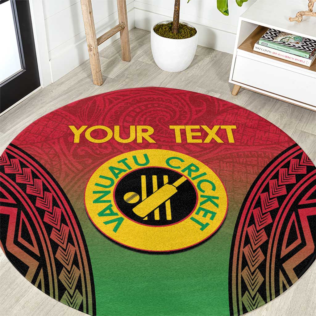 Custom Vanuatu Cricket Round Carpet 2024 Polynesian Pattern Sporty Style LT14 Red - Polynesian Pride