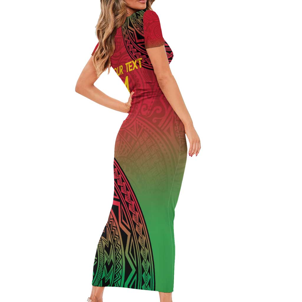 Custom Vanuatu Cricket Short Sleeve Bodycon Dress 2024 Polynesian Pattern Sporty Style LT14 - Polynesian Pride