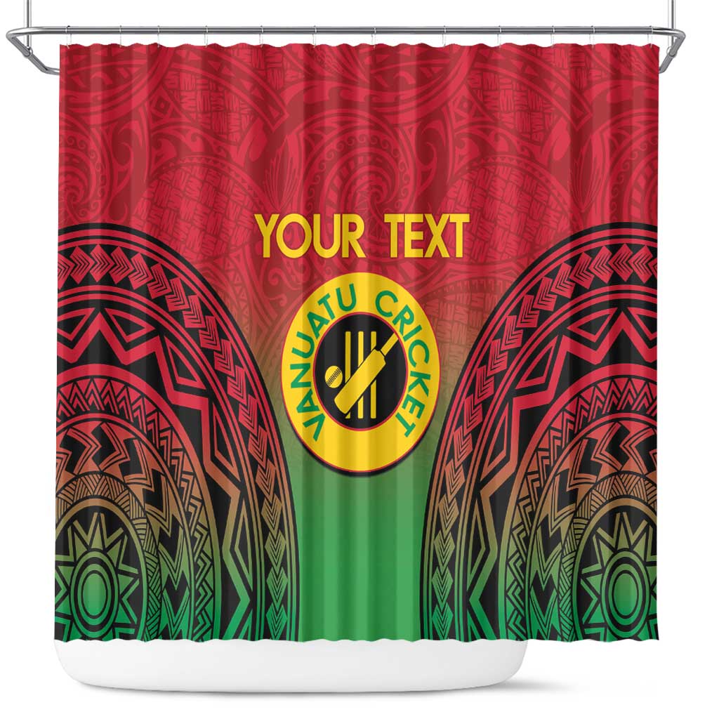 Custom Vanuatu Cricket Shower Curtain 2024 Polynesian Pattern Sporty Style LT14 Red - Polynesian Pride