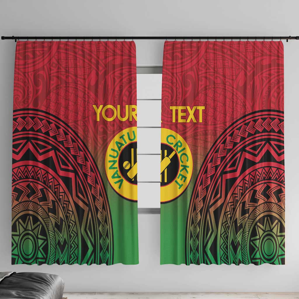 Custom Vanuatu Cricket Window Curtain 2024 Polynesian Pattern Sporty Style LT14 With Hooks Red - Polynesian Pride