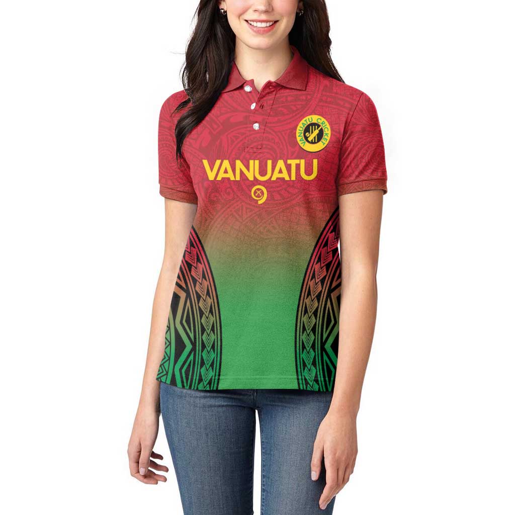 Custom Vanuatu Cricket Women Polo Shirt 2024 Polynesian Pattern Sporty Style LT14 - Polynesian Pride