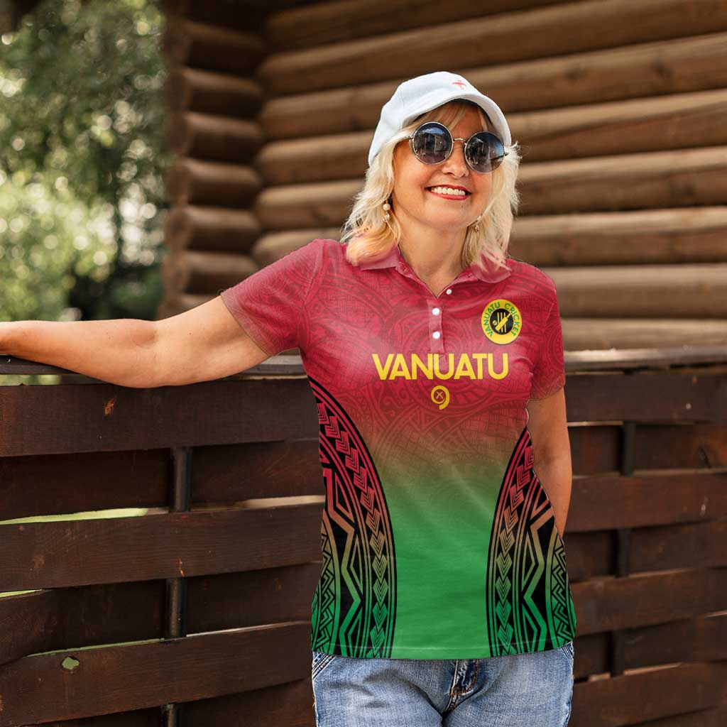 Custom Vanuatu Cricket Women Polo Shirt 2024 Polynesian Pattern Sporty Style LT14 - Polynesian Pride