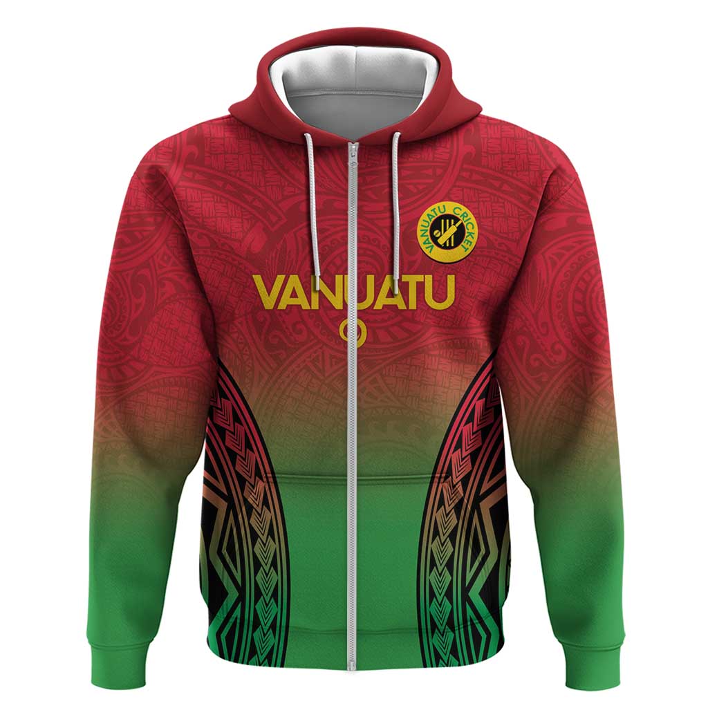 Custom Vanuatu Cricket Zip Hoodie 2024 Polynesian Pattern Sporty Style LT14 Zip Hoodie Red - Polynesian Pride