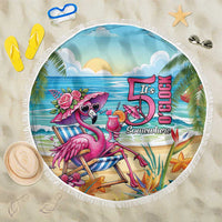 Flamingo Aloha Hawaii Beach Blanket It's 5 OClock Somewhere Tropical Vibes LT14 One Size 150cm Blue - Polynesian Pride