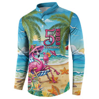 Flamingo Aloha Hawaii Button Sweatshirt It's 5 OClock Somewhere Tropical Vibes LT14 - Polynesian Pride