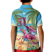 Flamingo Aloha Hawaii Kid Polo Shirt It's 5 OClock Somewhere Tropical Vibes LT14 - Polynesian Pride