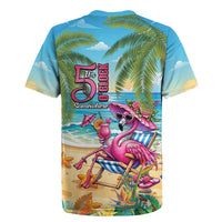 Flamingo Aloha Hawaii Rugby Jersey It's 5 OClock Somewhere Tropical Vibes LT14 - Polynesian Pride