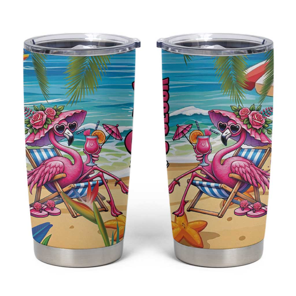 Flamingo Aloha Hawaii Tumbler Cup It's 5 OClock Somewhere Tropical Vibes LT14 Blue - Polynesian Pride