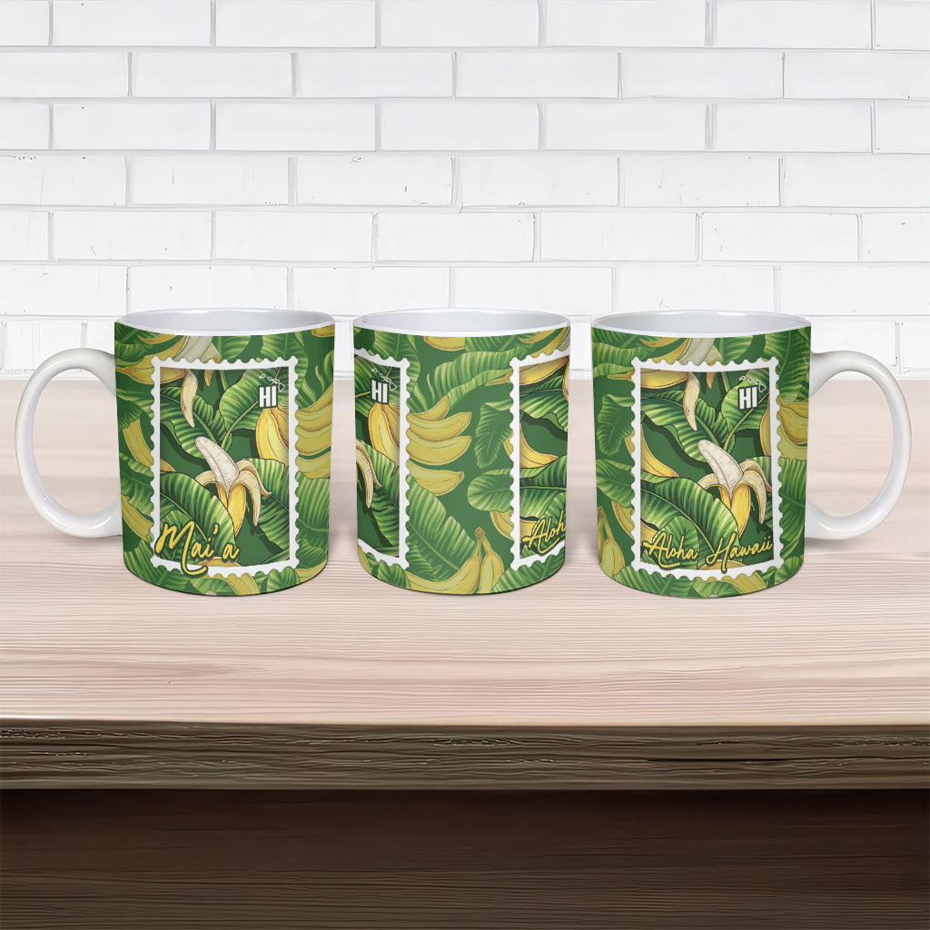 Aloha Hawaii Maia Ceramic Mug Hawaiian Banana Stylized Stamp LT14 - Polynesian Pride