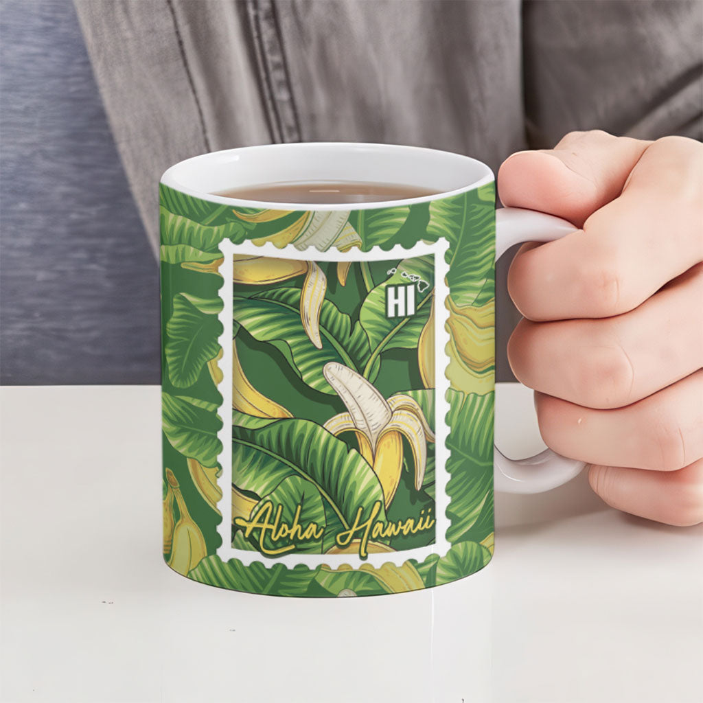 Aloha Hawaii Maia Ceramic Mug Hawaiian Banana Stylized Stamp LT14 - Polynesian Pride