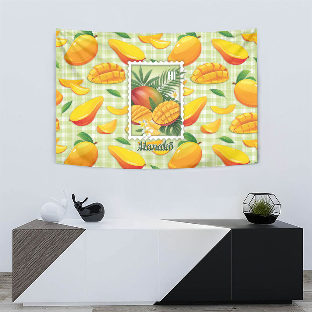 Aloha Hawaii Manako Palaka Motifs Tapestry Hawaiian Mango Stylized Stamp LT14 - Polynesian Pride