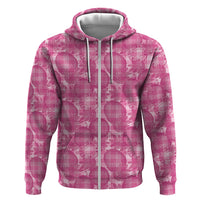 Alaka Hawaii Breadfruit Palaka Motifs Zip Hoodie LT14 Zip Hoodie Pink - Polynesian Pride