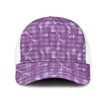 Poni Hawaii Breadfruit Palaka Motifs Mesh Trucker Cap LT14 One Size White Purple - Polynesian Pride