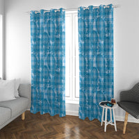 Polu Hawaii Breadfruit Palaka Motifs Window Curtain LT14 With Grommets Blue - Polynesian Pride
