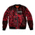 French Polynesia Tahiti Bomber Jacket Polynesian Shark Tattoo With Hibiscus Red Version LT14 Unisex Red - Polynesian Pride