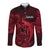 French Polynesia Tahiti Long Sleeve Button Shirt Polynesian Shark Tattoo With Hibiscus Red Version LT14 Unisex Red - Polynesian Pride