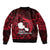 French Polynesia Tahiti Sleeve Zip Bomber Jacket Polynesian Shark Tattoo With Hibiscus Red Version LT14 - Polynesian Pride