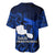 French Polynesia Tahiti Baseball Jersey Polynesian Shark Tattoo With Hibiscus Blue Version LT14 - Polynesian Pride