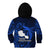 French Polynesia Tahiti Kid Hoodie Polynesian Shark Tattoo With Hibiscus Blue Version LT14 - Polynesian Pride