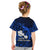 French Polynesia Tahiti Kid T Shirt Polynesian Shark Tattoo With Hibiscus Blue Version LT14 - Polynesian Pride