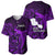 French Polynesia Tahiti Baseball Jersey Polynesian Shark Tattoo With Hibiscus Purple Version LT14 - Polynesian Pride