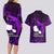 French Polynesia Tahiti Couples Matching Long Sleeve Bodycon Dress and Hawaiian Shirt Polynesian Shark Tattoo With Hibiscus Purple Version LT14 - Polynesian Pride