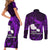 French Polynesia Tahiti Couples Matching Short Sleeve Bodycon Dress and Long Sleeve Button Shirts Polynesian Shark Tattoo With Hibiscus Purple Version LT14 - Polynesian Pride