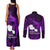 French Polynesia Tahiti Couples Matching Tank Maxi Dress and Long Sleeve Button Shirts Polynesian Shark Tattoo With Hibiscus Purple Version LT14 - Polynesian Pride