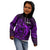 French Polynesia Tahiti Kid Hoodie Polynesian Shark Tattoo With Hibiscus Purple Version LT14 - Polynesian Pride