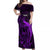 French Polynesia Tahiti Off Shoulder Maxi Dress Polynesian Shark Tattoo With Hibiscus Purple Version LT14 Women Purple - Polynesian Pride