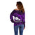 French Polynesia Tahiti Off Shoulder Sweater Polynesian Shark Tattoo With Hibiscus Purple Version LT14 - Polynesian Pride