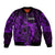 French Polynesia Tahiti Sleeve Zip Bomber Jacket Polynesian Shark Tattoo With Hibiscus Purple Version LT14 Unisex Purple - Polynesian Pride