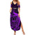 French Polynesia Tahiti Summer Maxi Dress Polynesian Shark Tattoo With Hibiscus Purple Version LT14 Women Purple - Polynesian Pride