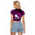 French Polynesia Tahiti Raglan Cropped T Shirt Polynesian Shark Tattoo With Hibiscus Pink Version LT14 - Polynesian Pride