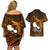 French Polynesia Tahiti Couples Matching Off Shoulder Short Dress and Hawaiian Shirt Polynesian Shark Tattoo With Hibiscus Red Version LT14 - Polynesian Pride