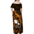 French Polynesia Tahiti Off Shoulder Maxi Dress Polynesian Shark Tattoo With Hibiscus Red Version LT14 - Polynesian Pride