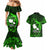 French Polynesia Tahiti Couples Matching Mermaid Dress and Hawaiian Shirt Polynesian Shark Tattoo With Hibiscus Green Version LT14 - Polynesian Pride