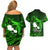 French Polynesia Tahiti Couples Matching Off Shoulder Short Dress and Hawaiian Shirt Polynesian Shark Tattoo With Hibiscus Green Version LT14 - Polynesian Pride